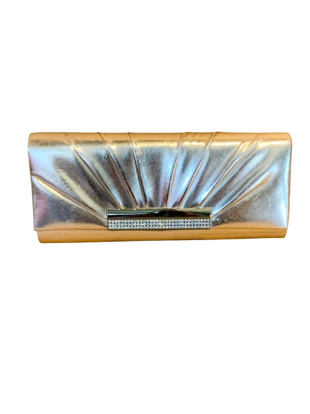 CALL IT SPRING FAUX LEATHER GOLD CLUTCH WITH RHINESTONE CLASP